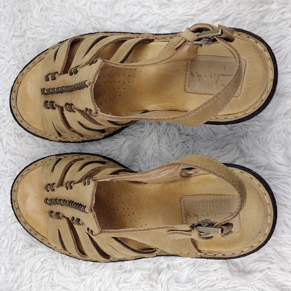 Clarks Artisan Active Air Tan Suede Leather Open Toe Wedge Slingback Sandal - Picture 7 of 16